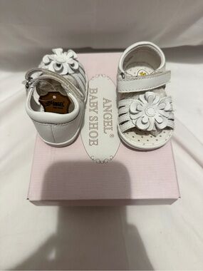 NWT Angel White Flower Sandal Baby Size 1 Infant Velcro